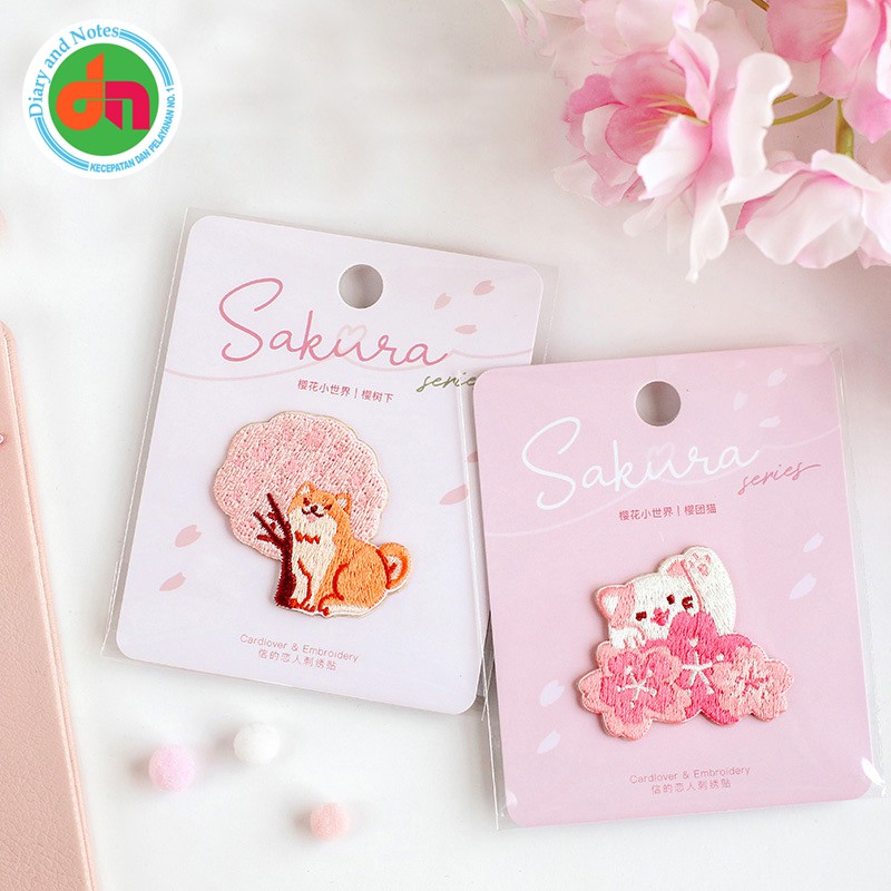 

Stiker Hias Sakura Series Embroidery Patch Sticker Style Jepang