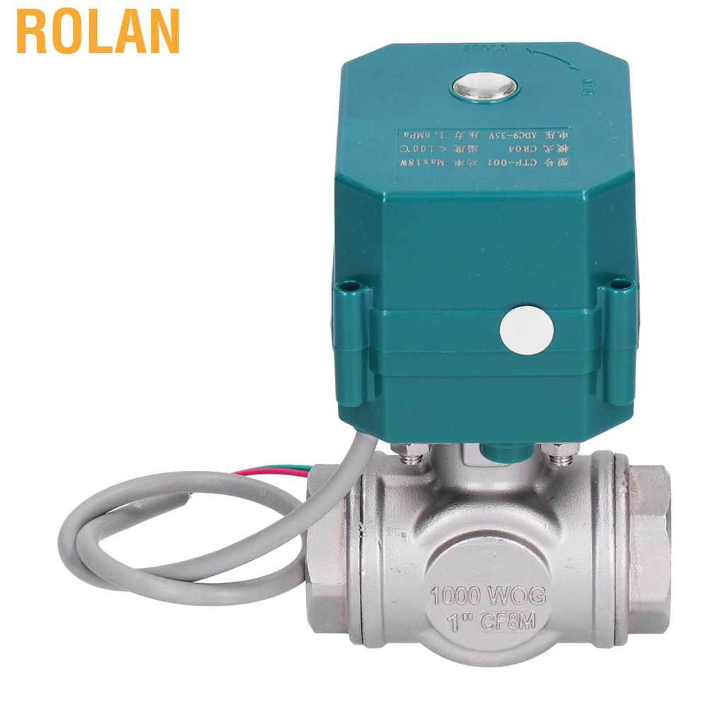 Rolan 3 Way Motorized Ball Valve Stainless Steel L/T Type Built‑In Actuator for Pipeline Control