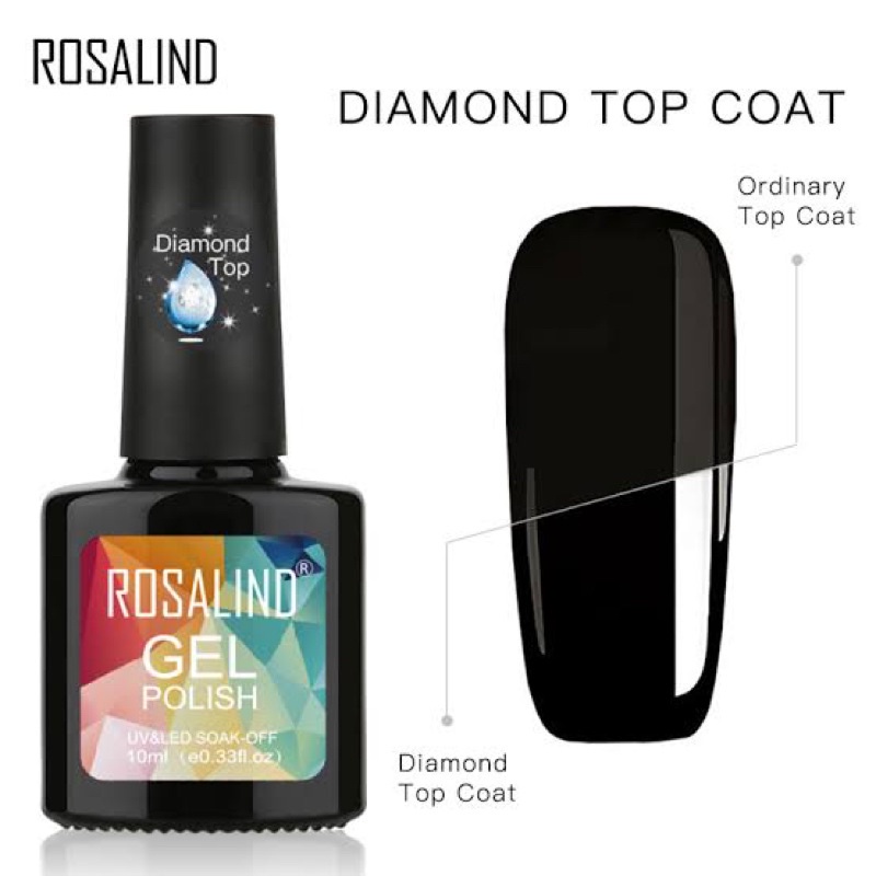 ROSALIND DIAMOND TOP COAT GEL POLISH 15ml 7ml 10ml KUTEK GEL SUPER KILAP TAHAN LAMA