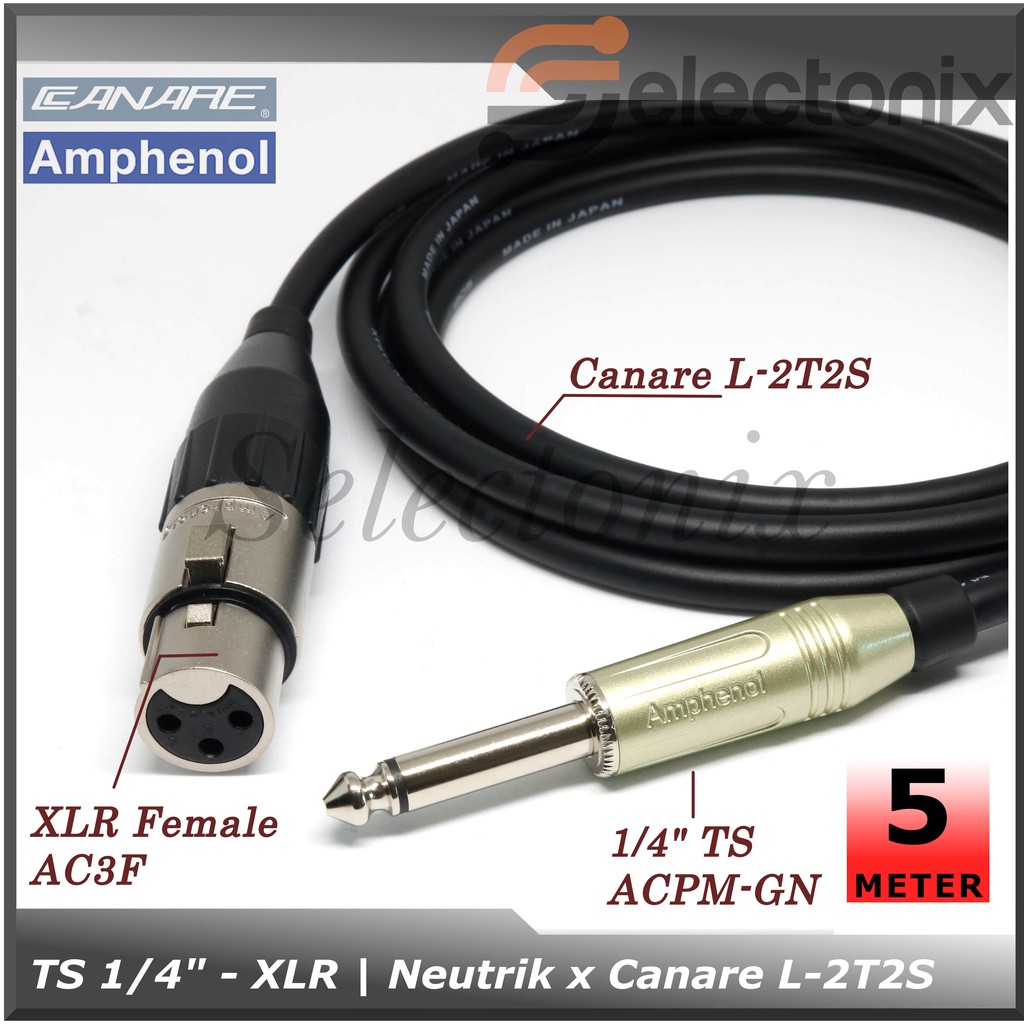 [5m] Kabel Mic 1/4 TS - XLR | Canare x Amphenol