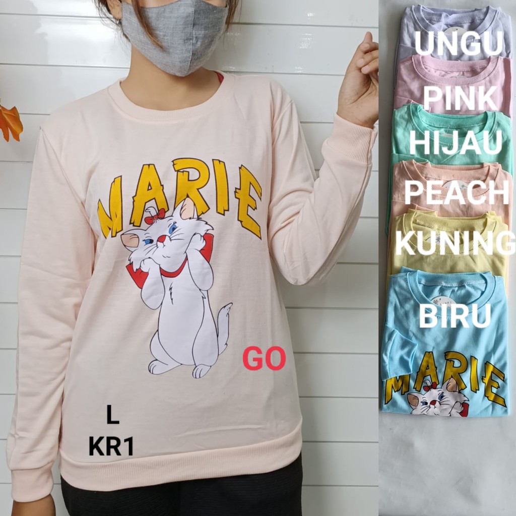 gof KR S.DAY SWEATER Pakaian Wanita Outerwear Atasan Motif Huruf Casual Santai Original