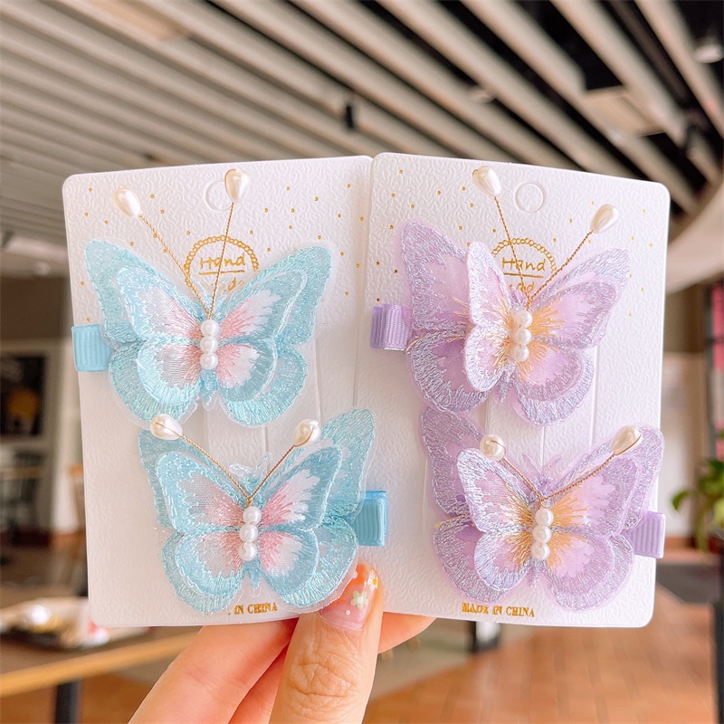 Jepit Rambut Kupu Kupu Butterfly Mutiara 2pcs Hair Pin Aksesoris Korean Style