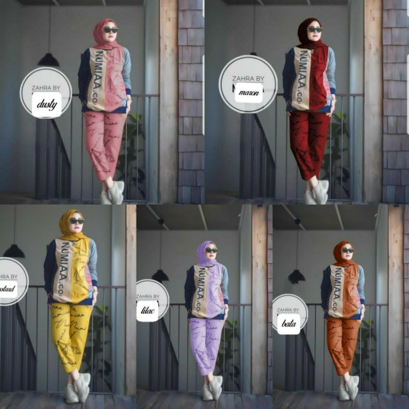 BAJU SETELAN WANITA JUMBO LD114 ONE SET NUMIA DAILY SPORT
