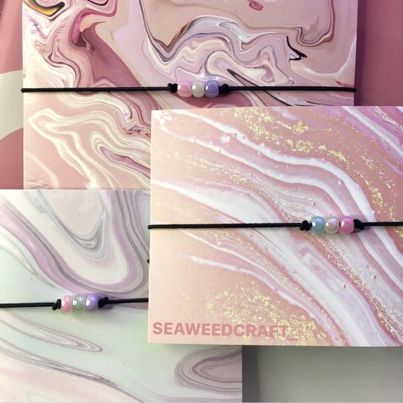 GELANG TALI KARET 1mm [ THREE PASTEL VERSION BEADS ]