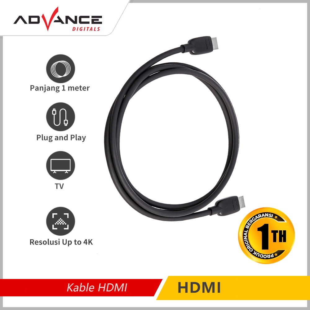 Advance KABEL HDMI TV 1 METER 1080P HD HIGH QUALITY Garansi 1 tahun