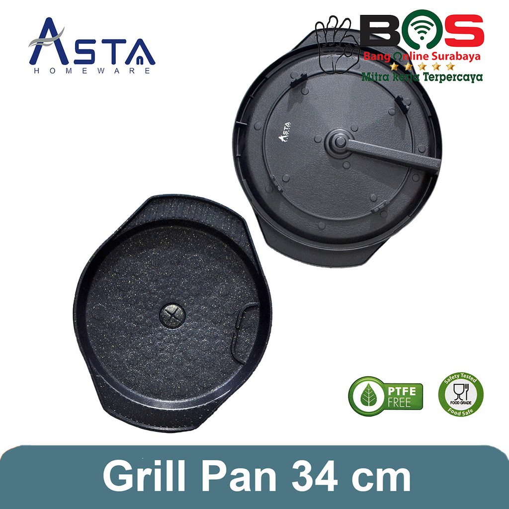 Koki Pan Round Pemanggang Kompor Bulat Marble Panggangan ASTA 34 cm