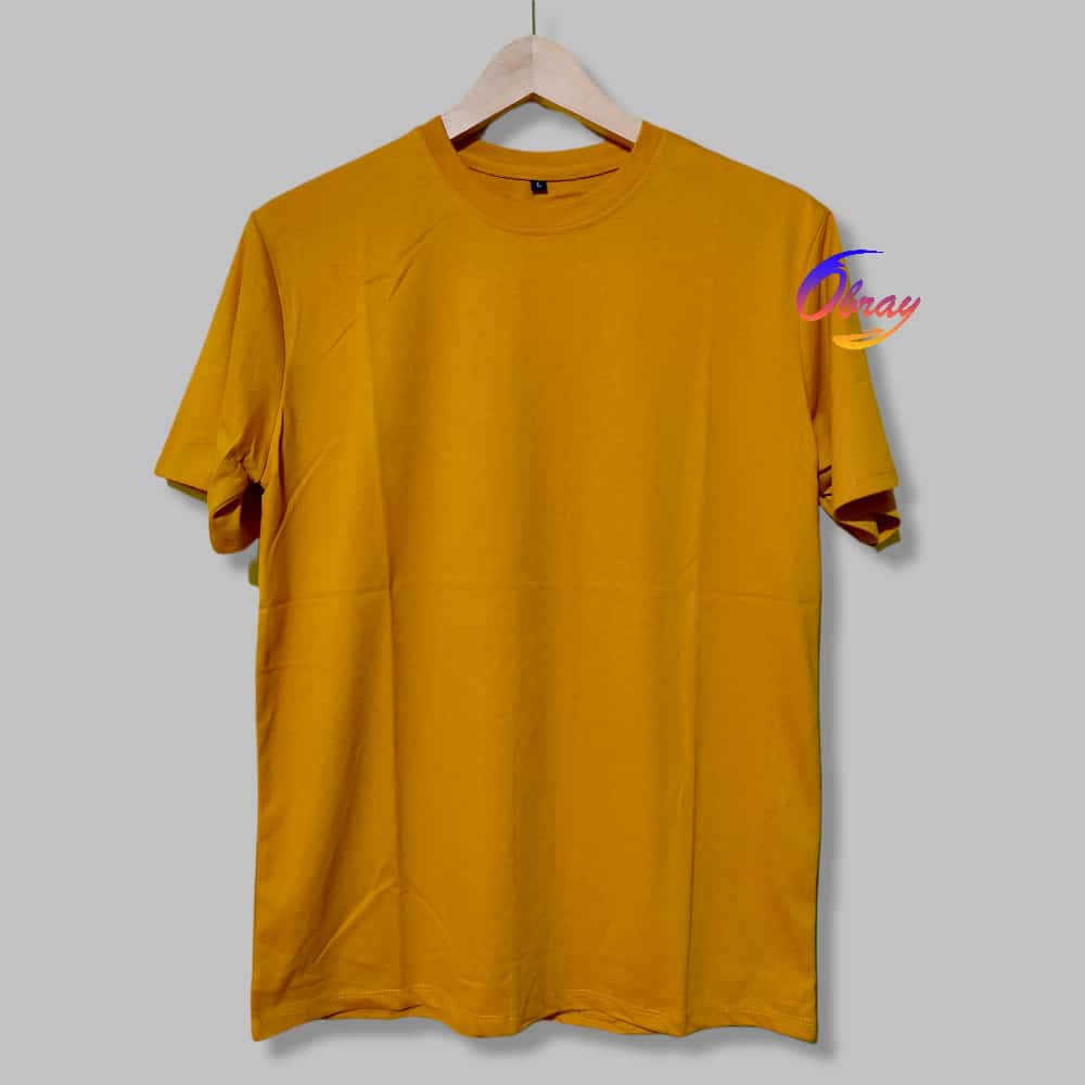 KAOS POLOS COTTON COMBED 24S [Tebal] LENGAN PENDEK Basic Tee Unisex OBRAYSTORE / T-shirt / Kaos Oblong / Baju Polos [Cewe Cowo]-Mustard