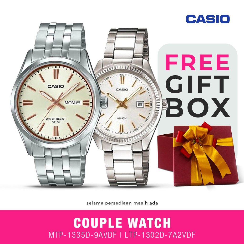 Jam Tangan Couple Casio MTP-1335D-9AVDF & LTP-1302D-7A2VDF Original Anti Air