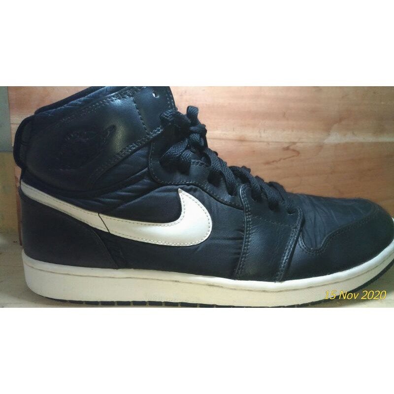 Nike Jordan Retro 1 Black Satin Size 46