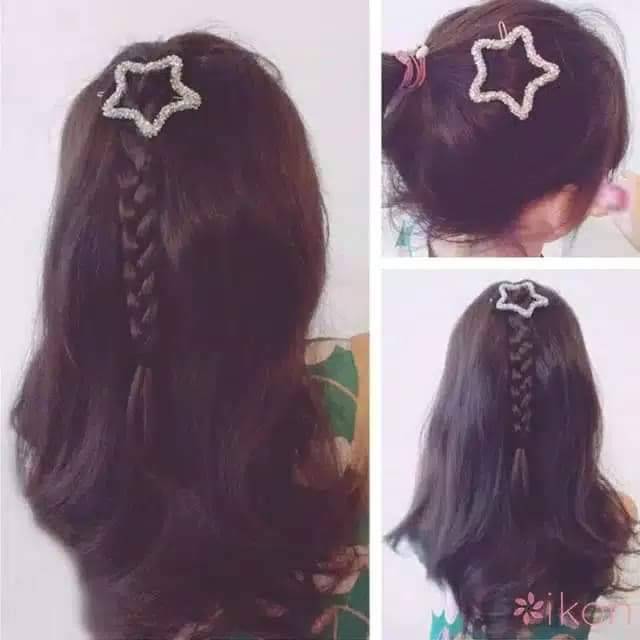 Jepit rambut motif geometri aksen berlian imitasi gaya korea!!