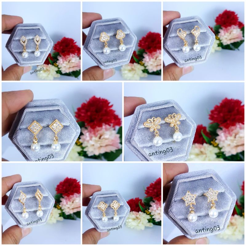 BISA COD: Anting titanium import kode 08, mewah,murah karna kita grosiran, Warna gold