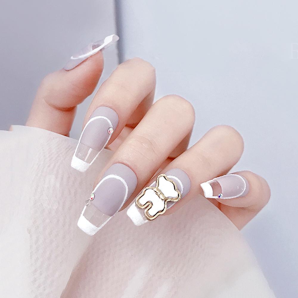 Mxbeauty 3D Beruang Dekorasi Kuku Lucu Kotak-Kotak Dasi Kupu Beruang Manicure Perhiasan DIY Nail Art