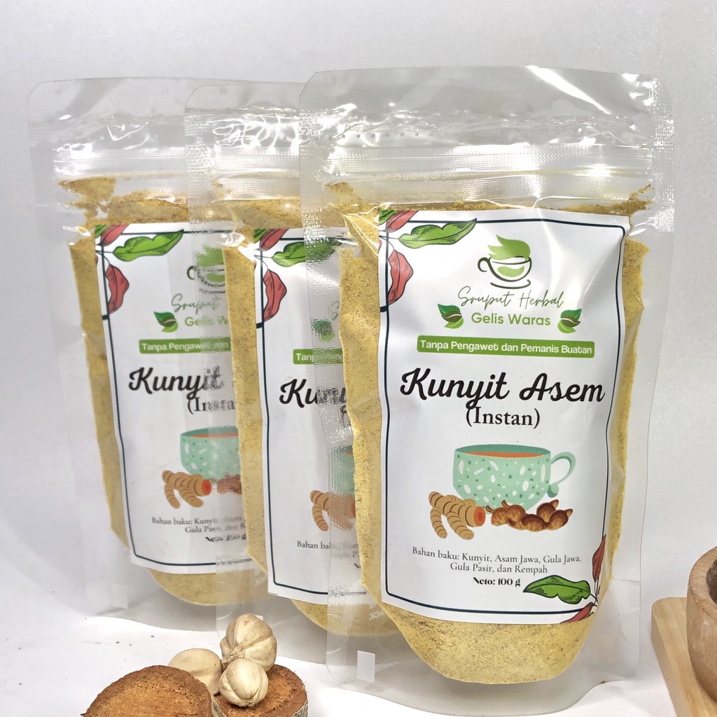 100gr Kunyit Asem Instan Bubuk Jamu Kunir Asam Kualitas Premium JSR Rempah Sruput Herbal [COD]