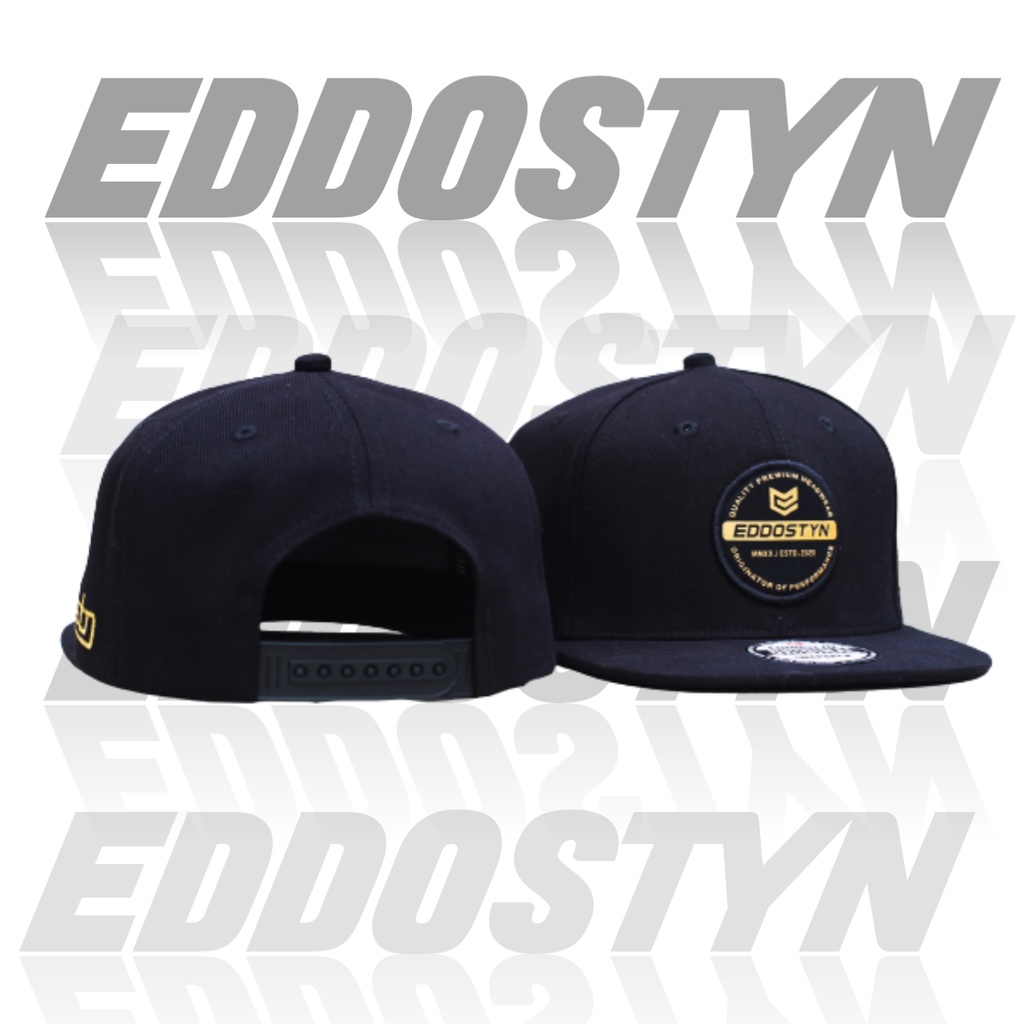 Topi Snapback hip hop Original Distro Premium Pria Dewasa Bordir Eddostyn Black