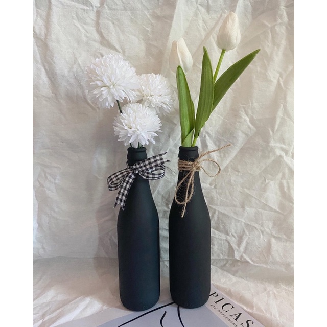 Vas bunga warna hitam doof vas aesthetic vas kaca