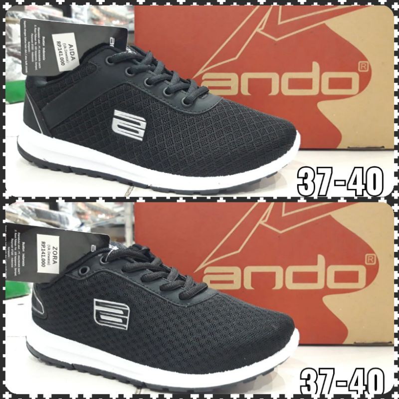 Sneakers Wanita Ando Aida & Ando Zora / Sepatu Hitam-Putih Wanita