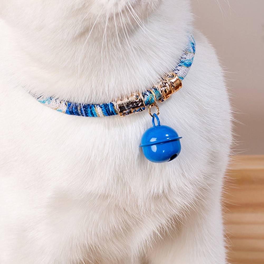 Kalung Leher Anjing/Kucing Adjustable Gaya Jepang Retro Dengan Bel