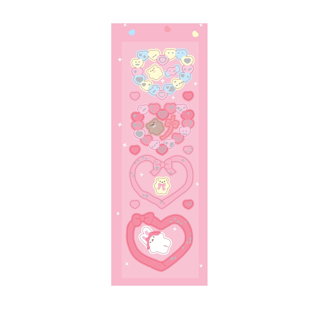 Galicici Stiker laser Motif Beruang / PET Goo Silver Gaya Korea Untuk Dekorasi Kartu DIY