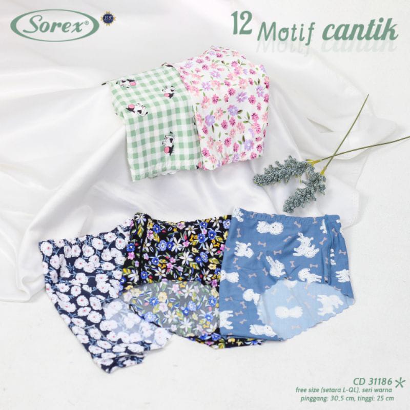 CD Wanita Sorex Seamless 31186 (Fit to XL) Tanpa Jahit Motif |ty