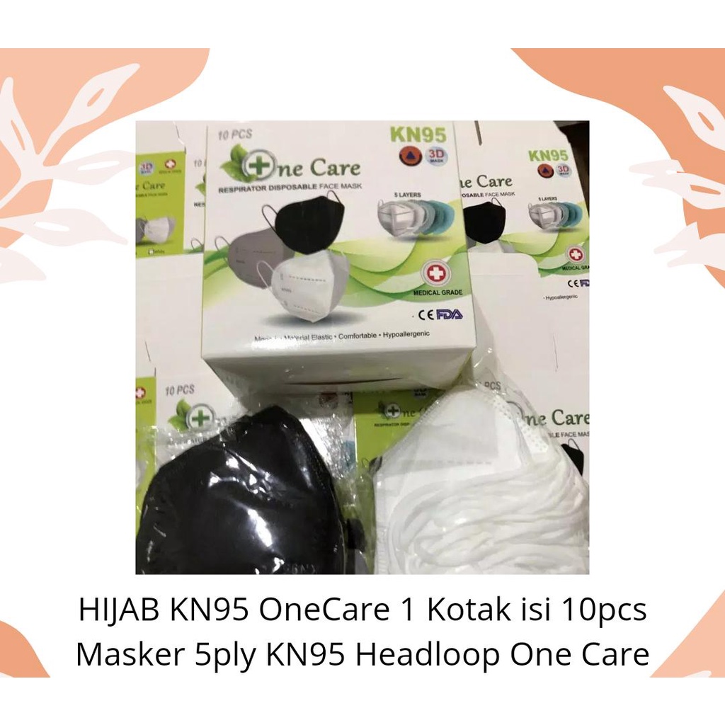 HIJAB KN95 OneCare 1 Kotak isi 10pcs Masker 5ply KN95 Headloop One Care - Cnc