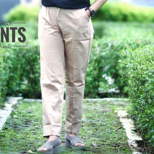 JUMBO BAGGY PANTS PREMIUM AMERICAN DRILL BIG SIZE 4L 5L 6L-NUDE