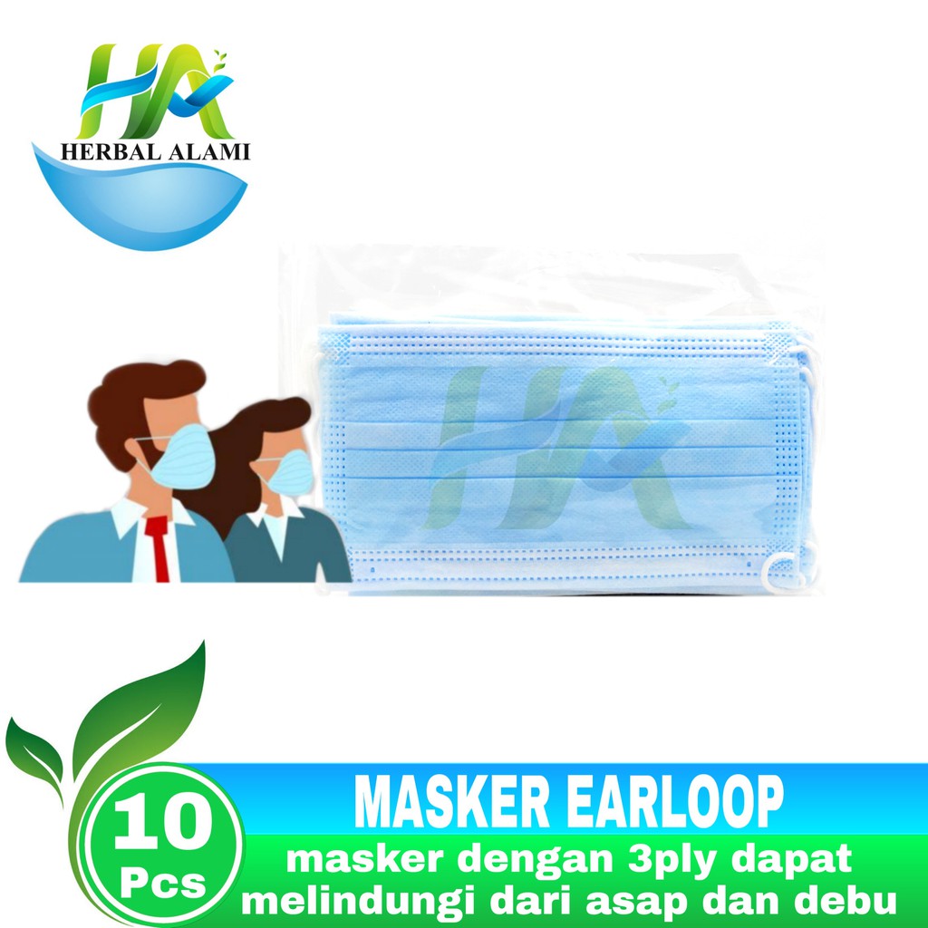 Masker 3ply Earloop kualitas SENSI sertifikasi internasional (Isi 10)