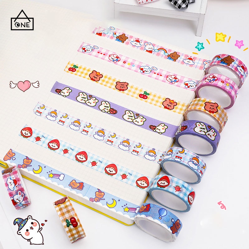 COD❤1 Pc Hewan Lucu Washi Tape Decor Masking Tape Jurnal Scrapbook Dekorasi DIY A one