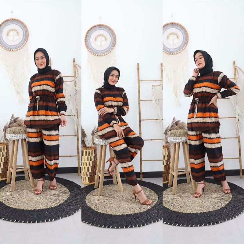 ONE SET TUNIK BAHAN SANTUNG ADEM