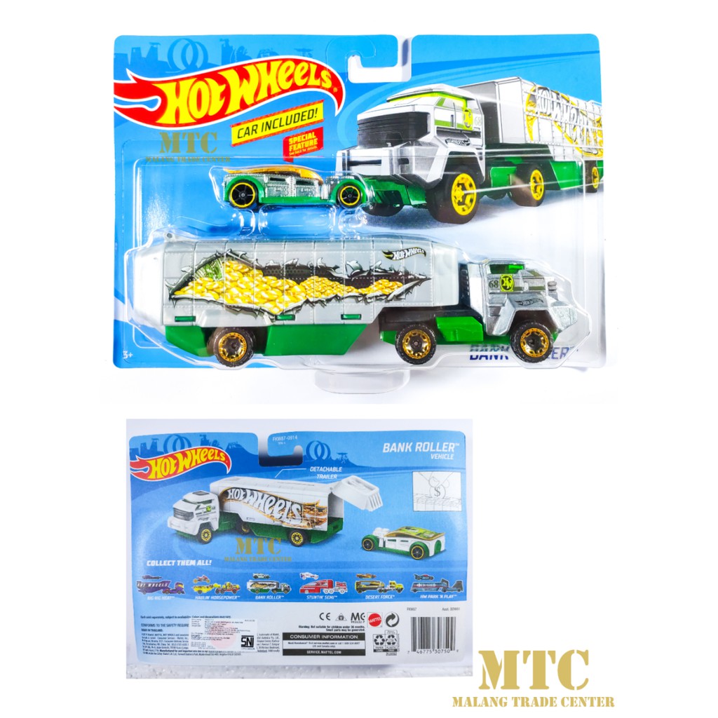 Hot Wheels Super Rigs Truck Trailer Towing Car Mainan Mobil Anak