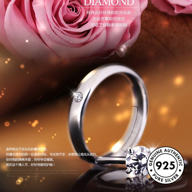 Cincin Berlian Bahan S925 Silver Untuk Pasangan