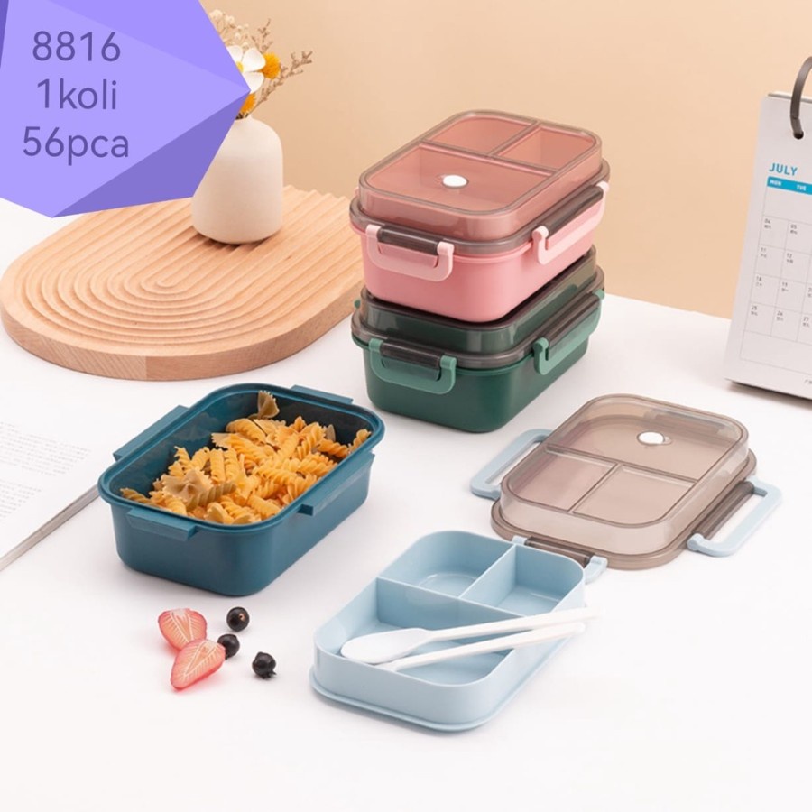 KOTAK MAKAN SUSUN 3 SEKAT DENGAN TUTUP/KOTAK MAKAN BERTINGKAT