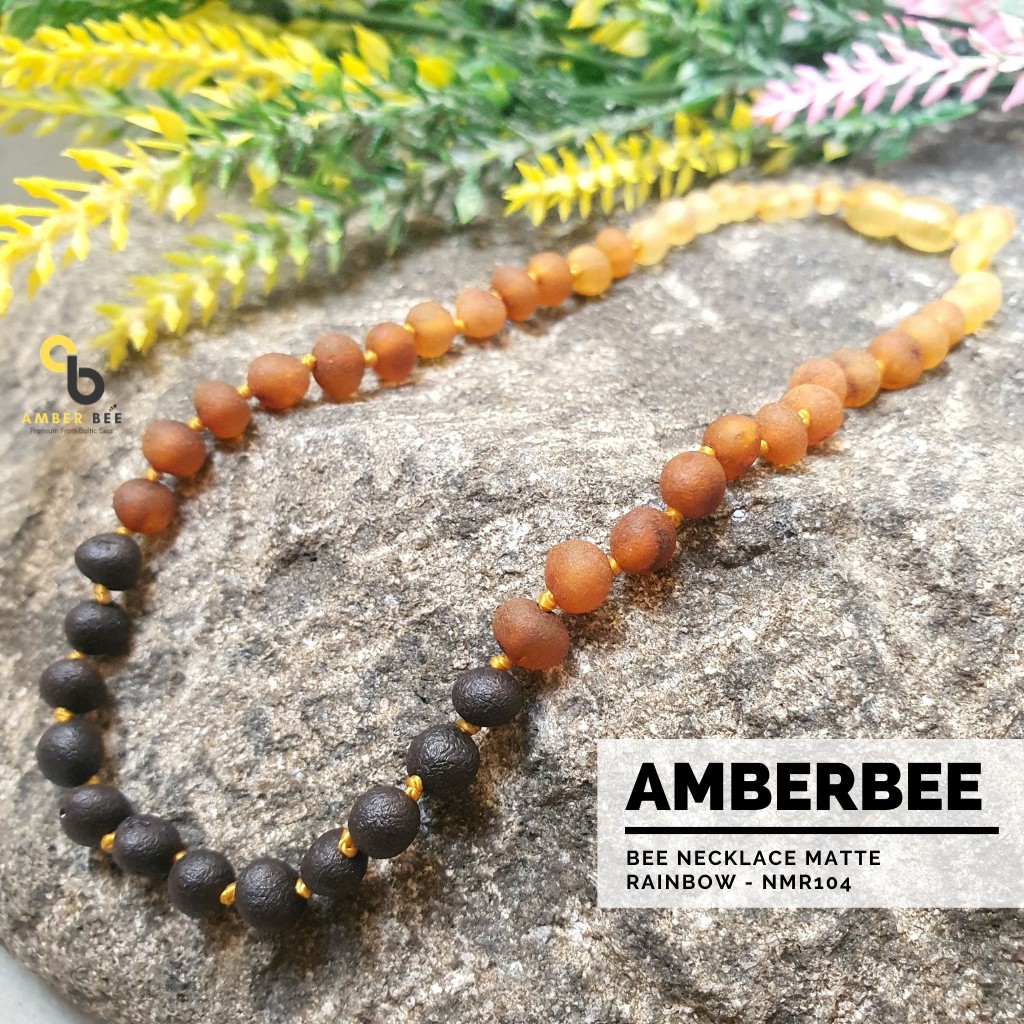 Kalung Amber Pereda Nyeri Tumbuh Gigi Bayi &amp; Anak Matte Rainbow NMR104 By Amber Bee