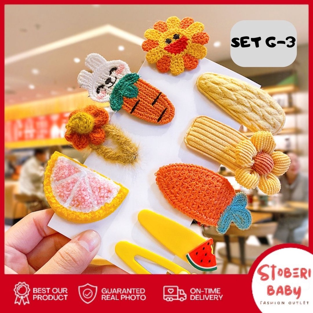 stoberi baby - JEPIT BULU FURRY 10PCS Set Jepit rambut anak import model rajut bulu kualitas premium