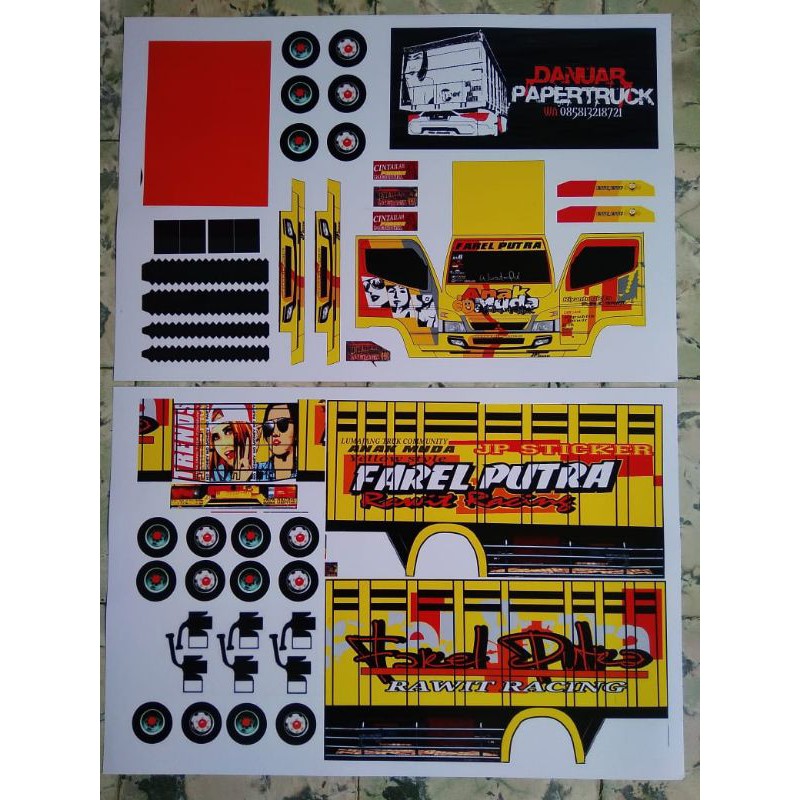 Stiker PaperCraft Truk Oleng FAREL PUTRA Skala 1:16