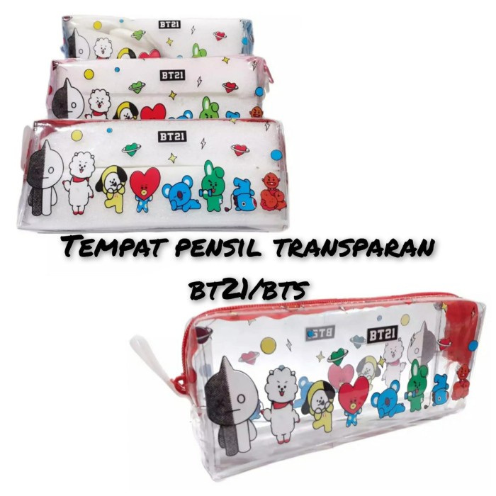 

LJK SHOP - KOTAK PENSIL TRANSPARAN KARAKTER KARTUN BTS/BT21 POUCH MURAH