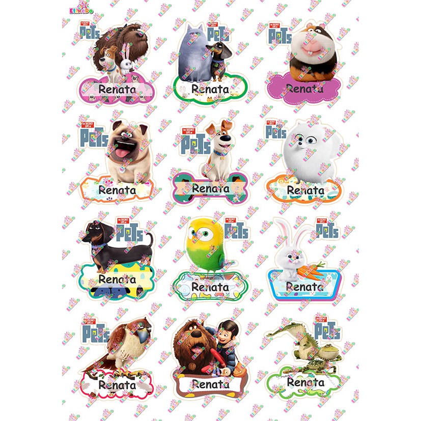 

LABEL NAMA THE SECRET LIFE OF PETS 48 STIKER-WATERPROOF-1 Nama SL1L1