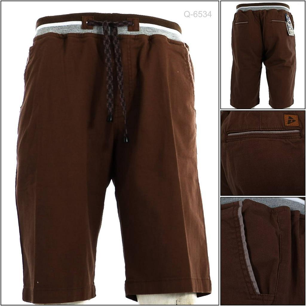 [017006534] Celana Pendek Cowok Rib Kolor Coklat Tua Top Ten M-XL
