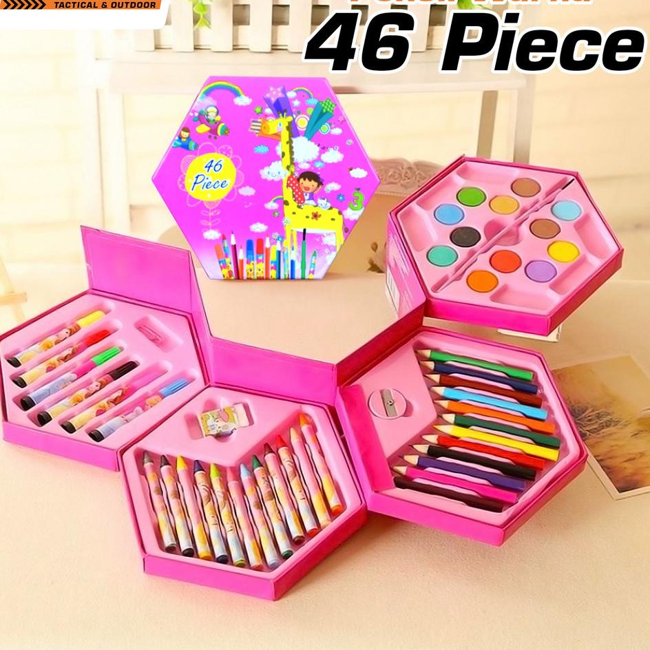 

RSK MATOUGUI Crayon Set Susun 4 Pensil Warna isi 46 pcs Cat Air Lukis Alat Gambar Murah ☼☋ (Best)