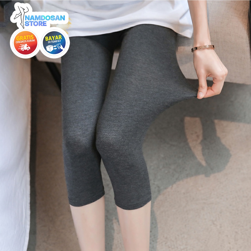 Leging Pendek Wanita Bahan Kaos Standar &amp; Jumbo - Celana Dalaman Ketat Sport