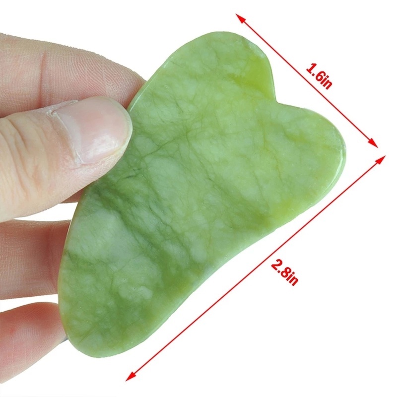 [Natural Green Jade Stone Gua Sha Massage Tools For Scraping Facial and Body Skin Massage] [Personal Health Care Tools]