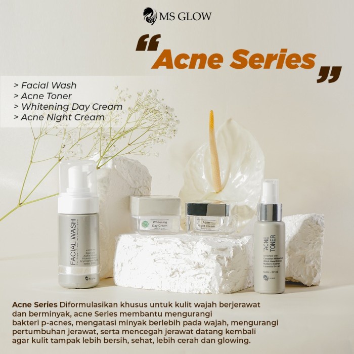 MS GLOW PAKET SKINCARE ACNE SERIES, paket ms glow, skincare ms glow, paket skincare ms glow original