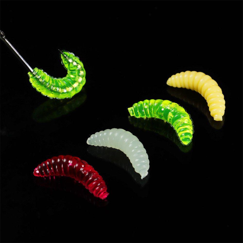 TOP 100pcs Worm Maggot Simulasi Lembut Jig Kepala Bau Cacing Umpan Maggot Gru