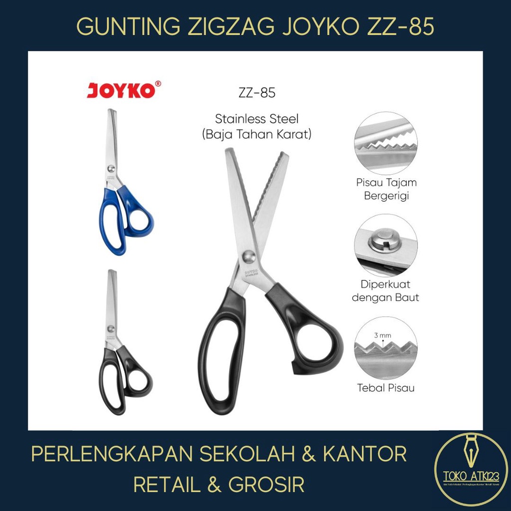 Gunting Kertas Stainless Steel / Stationary Scissors Joyko ZZ-85