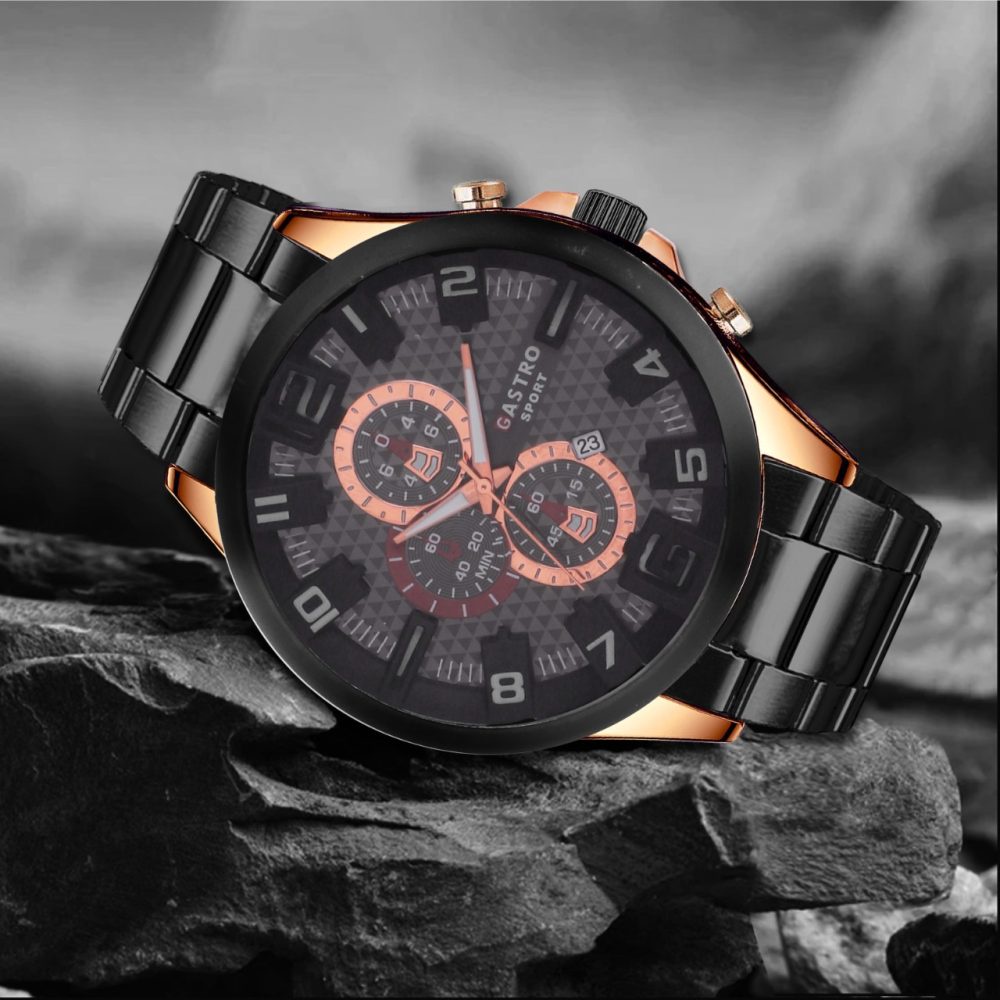 Jam Tangan Pria Tahan Air Gastro Sport Tali Rantai Stainless Tanggal Original
