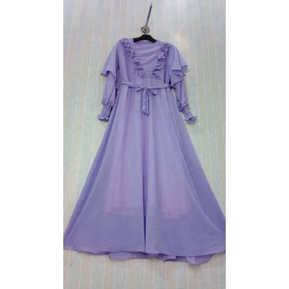 Dress ceruty polos Madina Ceruti babydoll Mila Risty tangan balon kerut karet jumbo L - 4L