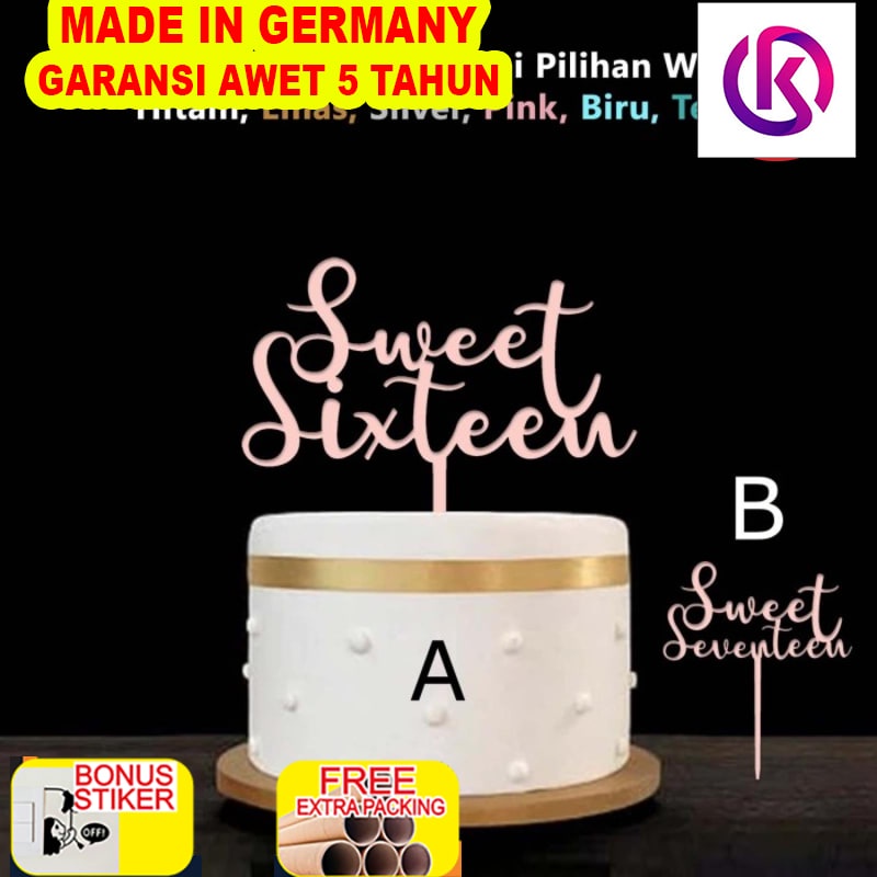 

Murah Cake Topper/Topper Kue - SWEET SIXTEEN/SWEET SEVENTEEN - Hiasan Pesta
