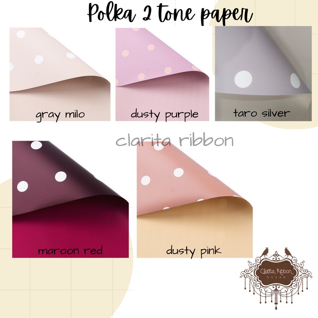 Ketas Buket Twotone Polka Cellophane Paper Polkadot