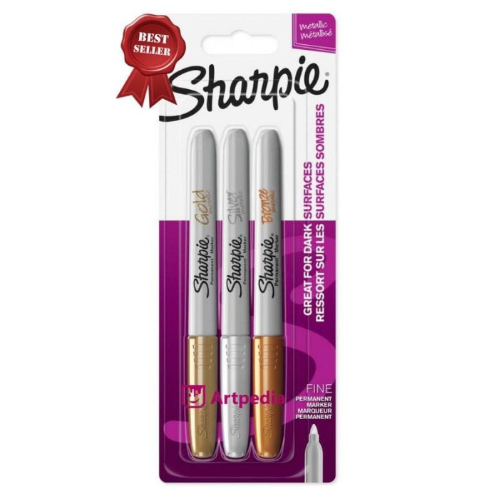 

(TERLARIS) Sharpie Metallic Fine Point Set Isi3 Gold,Silver,Bronze Spidol Metalik