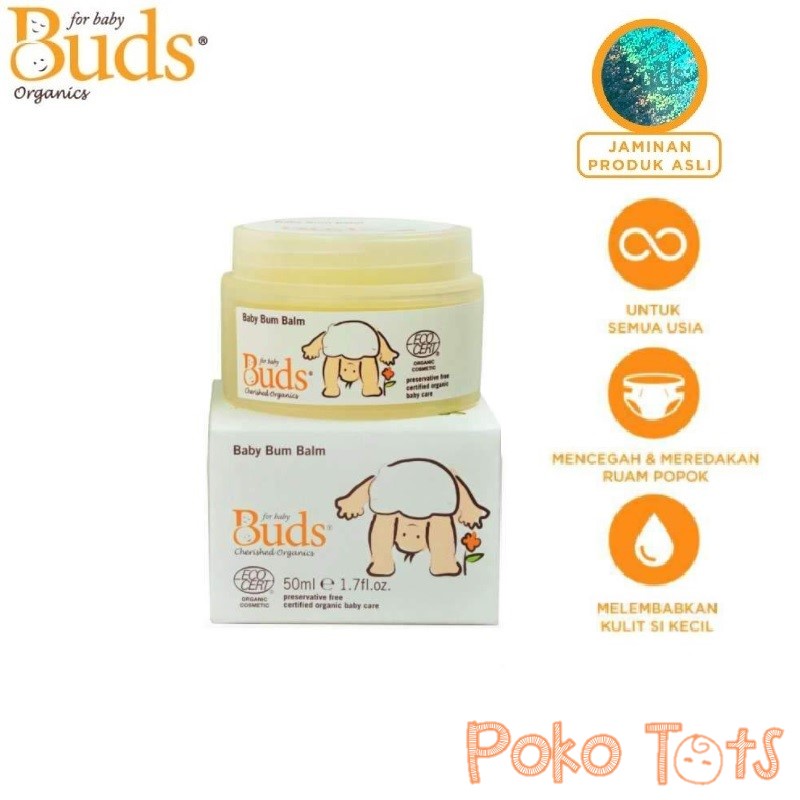 Buds Organics Baby Bum Balm 50ml Krim Perawatan Ruam Popok Pantat Bayi dan Anak BCO Cherished Organic WHS