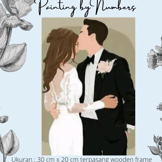 

DIY painting by number 30x20cm kerajinan tangan - Wedding Day
